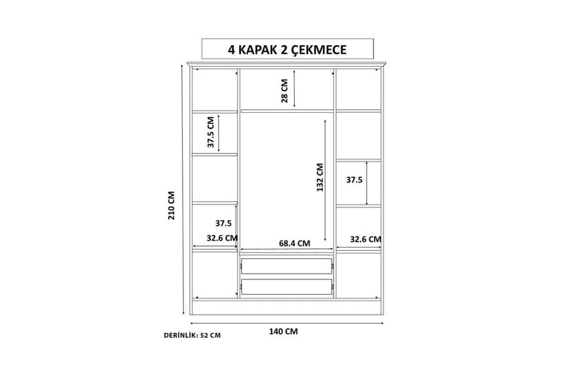 Meyra Garderob 140x210 cm - Vit - Förvaring - Klädförvaring - Garderob & garderobssystem