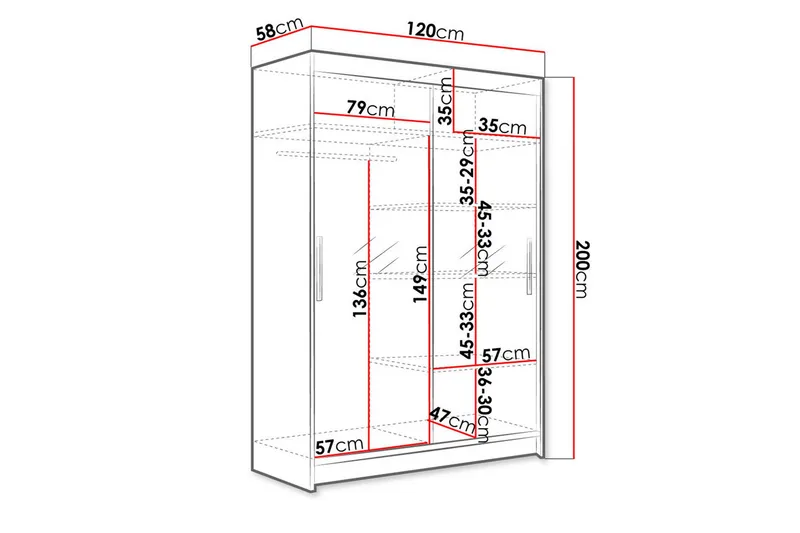 Miami Garderob 120x58x200 cm - Beige - Förvaring - Klädförvaring - Garderob & garderobssystem - Klädskåp & fristående garderob
