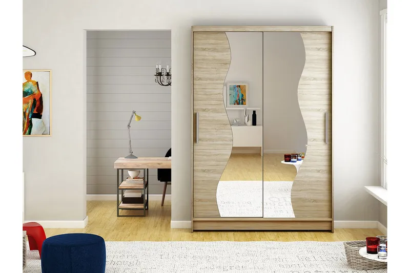 Miami Garderob 120x58x200 cm - Beige - Förvaring - Klädförvaring - Garderob & garderobssystem