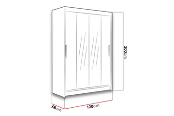 Miami Garderob 120x58x200 cm - Beige/Grå - Förvaring - Klädförvaring - Garderob & garderobssystem