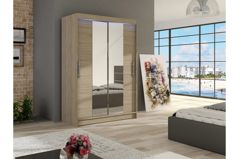 Miami Garderob 120x58x200 cm - Beige/Grå - Förvaring - Klädförvaring - Garderob & garderobssystem - Klädskåp & fristående garderob