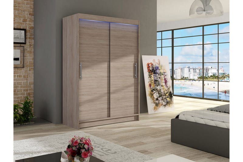 Miami Garderob 120x58x200 cm - Beige/Grå - Förvaring - Klädförvaring - Garderob & garderobssystem - Klädskåp & fristående garderob
