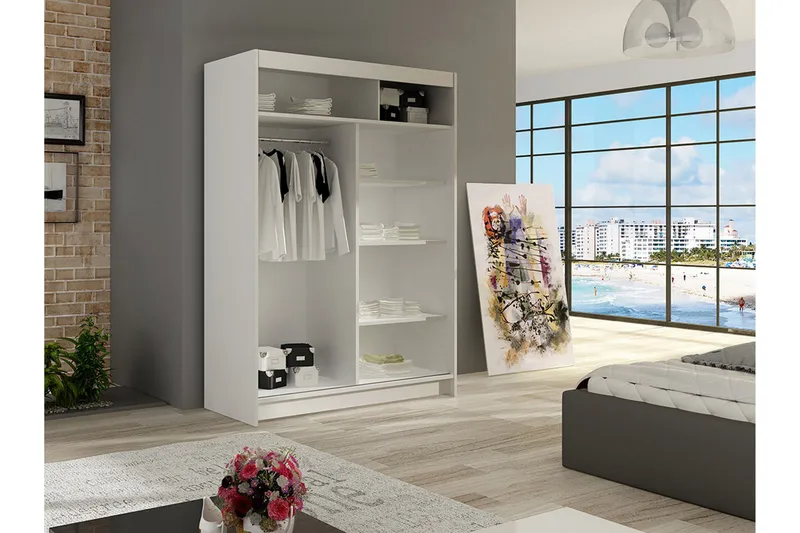 Miami Garderob 120x58x200 cm - Beige/Grå - Förvaring - Klädförvaring - Garderob & garderobssystem - Klädskåp & fristående garderob