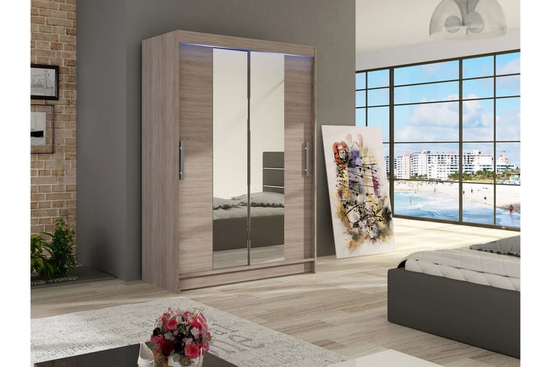 Miami Garderob 120x58x200 cm - Beige/Grå - Förvaring - Klädförvaring - Garderob & garderobssystem