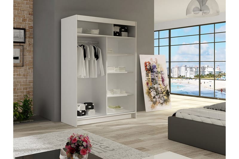 Miami Garderob 120x58x200 cm - Beige/Grå - Förvaring - Klädförvaring - Garderob & garderobssystem