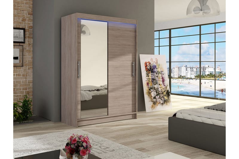 Miami Garderob 120x58x200 cm - Beige/Grå - Förvaring - Klädförvaring - Garderob & garderobssystem - Klädskåp & fristående garderob