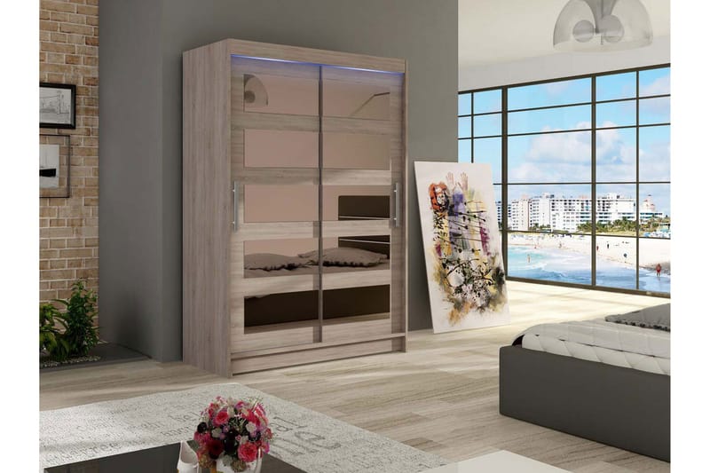 Miami Garderob 120x58x200 cm - Beige/Grå - Förvaring - Klädförvaring - Garderob & garderobssystem - Klädskåp & fristående garderob