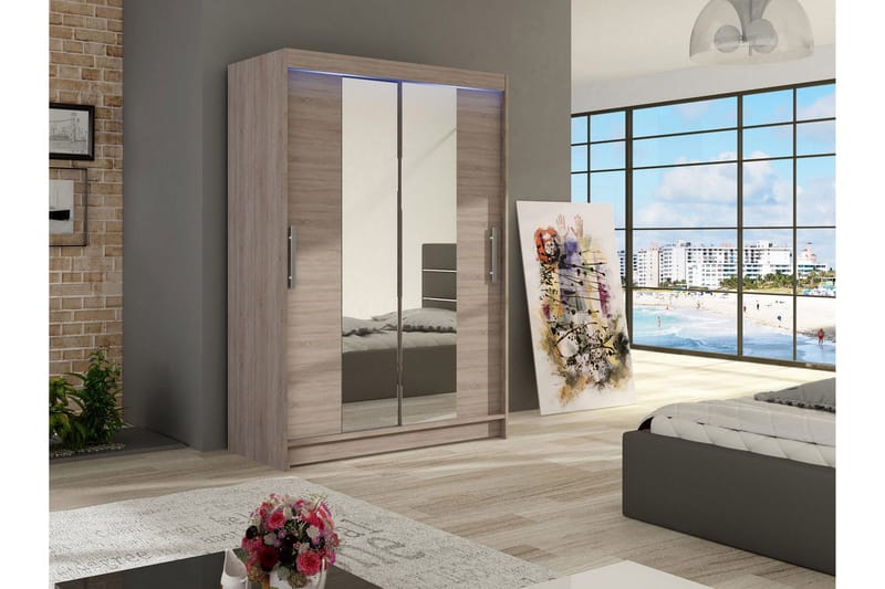 Miami Garderob 120x58x200 cm - Beige/Grå - Förvaring - Klädförvaring - Garderob & garderobssystem - Klädskåp & fristående garderob