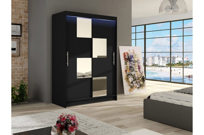 Miami Garderob 120x58x200 cm - Beige/Svart/Vit - Förvaring - Klädförvaring - Garderob & garderobssystem - Klädskåp & fristående garderob