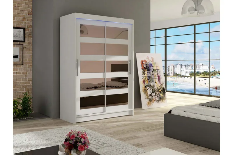 Miami Garderob 120x58x200 cm - Beige/Vit - Förvaring - Klädförvaring - Garderob & garderobssystem - Klädskåp & fristående garderob