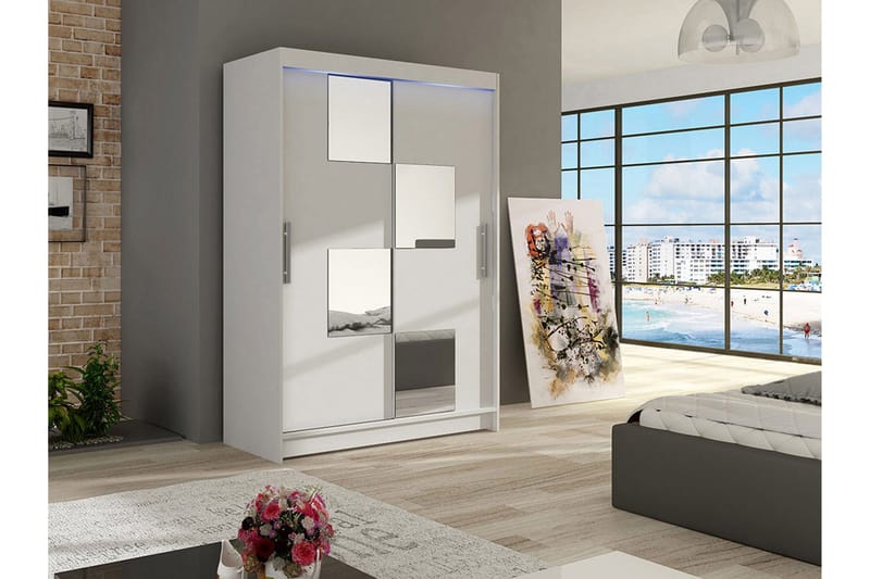Miami Garderob 120x58x200 cm - Beige/Vit - Förvaring - Klädförvaring - Garderob & garderobssystem - Klädskåp & fristående garderob