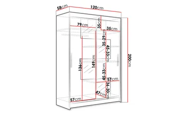 Miami Garderob 120x58x200 cm - Beige/Vit - Förvaring - Klädförvaring - Garderob & garderobssystem