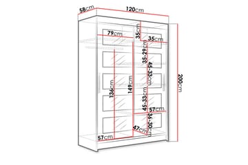Miami Garderob 120x58x200 cm - Beige/Vit - Förvaring - Klädförvaring - Garderob & garderobssystem