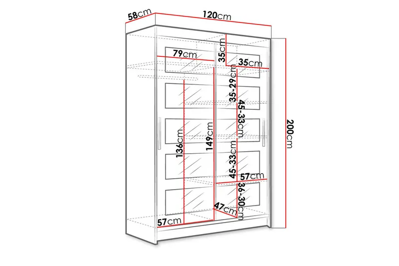 Miami Garderob 120x58x200 cm - Beige/Vit - Förvaring - Klädförvaring - Garderob & garderobssystem - Klädskåp & fristående garderob