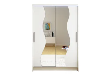 Miami Garderob 120x58x200 cm LED-belysning - Beige/Vit - Förvaring - Klädförvaring - Garderob & garderobssystem