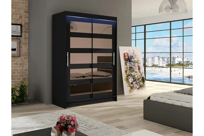 Miami Garderob 120x58x200 cm - Svart - Förvaring - Klädförvaring - Garderob & garderobssystem - Klädskåp & fristående garderob