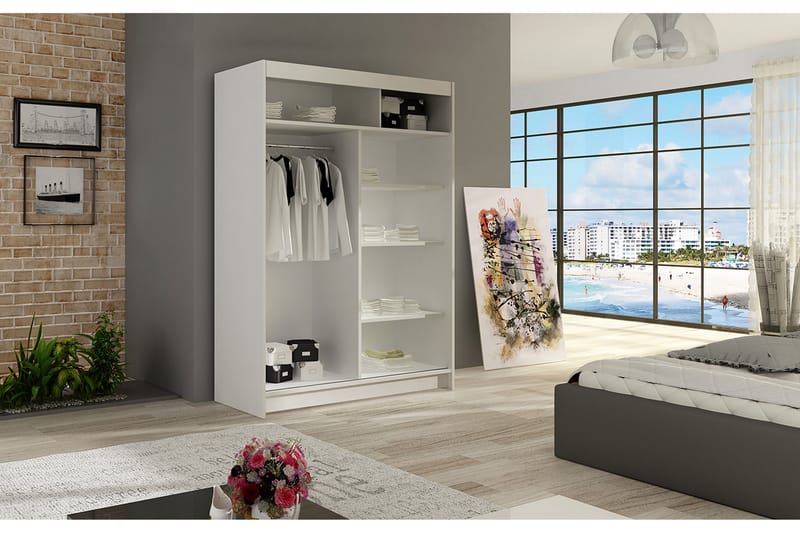 Miami Garderob 120x58x200 cm - Vit - Förvaring - Klädförvaring - Garderob & garderobssystem