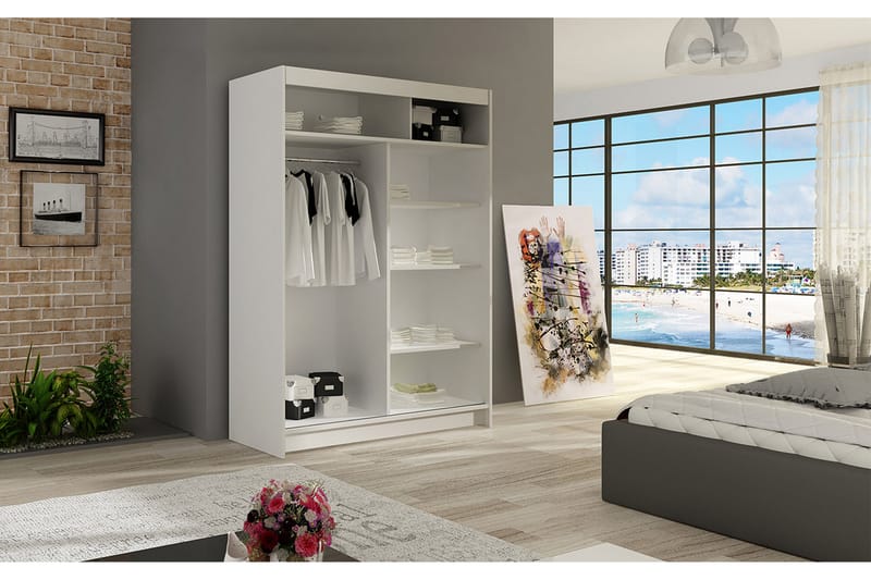 Miami Garderob 120x58x200 cm - Vit - Förvaring - Klädförvaring - Garderob & garderobssystem