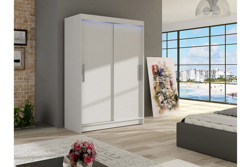 Miami Garderob 120x58x200 cm - Vit - Förvaring - Klädförvaring - Garderob & garderobssystem