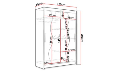 Miami Garderob 120x58x200 cm - Vit - Förvaring - Klädförvaring - Garderob & garderobssystem