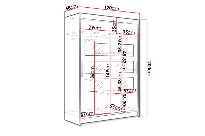 Miami Garderob 120x58x200 cm - Vit - Förvaring - Klädförvaring - Garderob & garderobssystem - Klädskåp & fristående garderob
