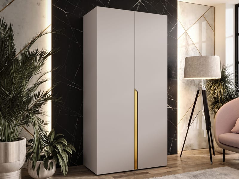 Milias Garderob 100x202 cm - beige, guld - Förvaring - Klädförvaring - Garderob & garderobssystem - Klädskåp & fristående garderob