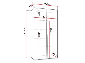 Milias Garderob 100x202 cm - Brun/svart - Förvaring - Klädförvaring - Garderob & garderobssystem - Klädskåp & fristående garderob