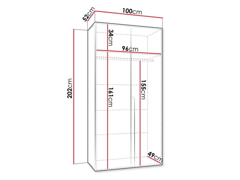 Milias Garderob 100x202 cm - svart, vit - Förvaring - Klädförvaring - Garderob & garderobssystem - Klädskåp & fristående garderob