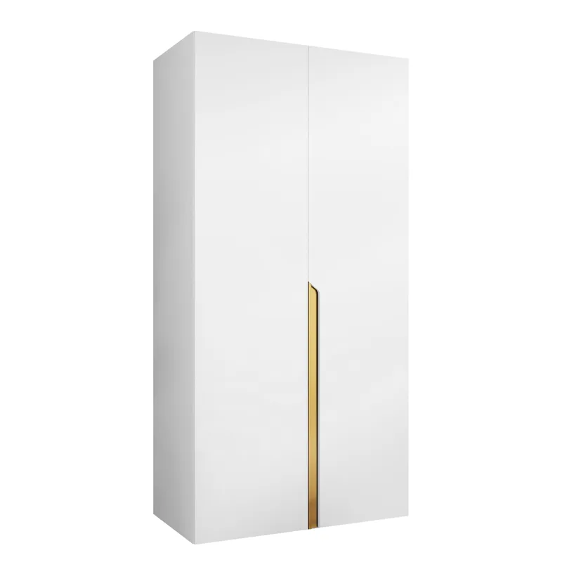 Milias Garderob 100x202 cm, vit/guld