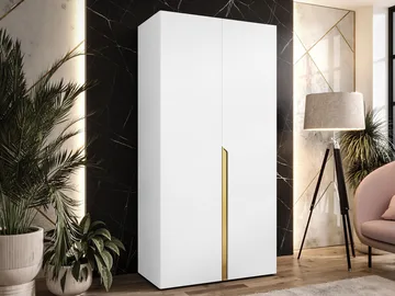 Milias Garderob 100x202 cm - vit/guld - Förvaring - Klädförvaring - Garderob & garderobssystem - Klädskåp & fristående garderob