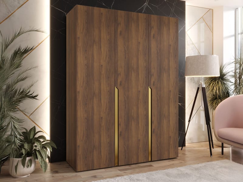 Milias Garderob 150x202 cm - Brun/guld - Förvaring - Klädförvaring - Garderob & garderobssystem - Klädskåp & fristående garderob