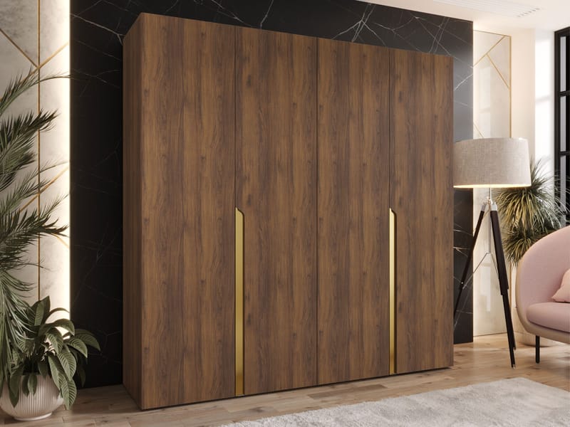 Milias Garderob 200x202 cm - Brun/guld - Förvaring - Klädförvaring - Garderob & garderobssystem - Klädskåp & fristående garderob