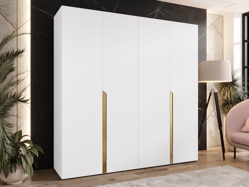Milias Garderob 200x202 cm - guld/vit - Förvaring - Klädförvaring - Garderob & garderobssystem - Klädskåp & fristående garderob