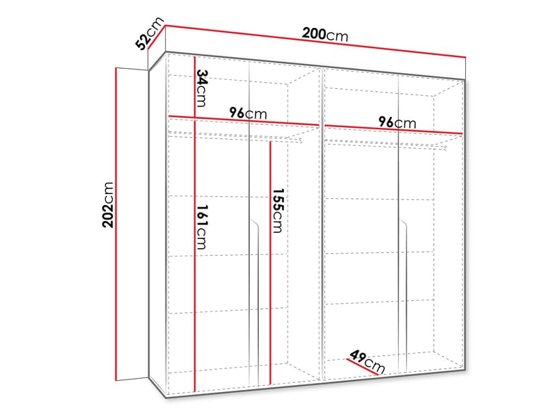 Milias Garderob 200x202 cm - svart - Förvaring - Klädförvaring - Garderob & garderobssystem - Klädskåp & fristående garderob