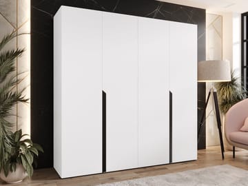 Milias Garderob 200x202 cm - vit, svart - Förvaring - Klädförvaring - Garderob & garderobssystem - Klädskåp & fristående garderob