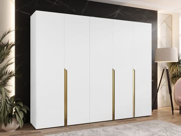 Milias Garderob 250x202 cm - vit/guld - Förvaring - Klädförvaring - Garderob & garderobssystem - Klädskåp & fristående garderob