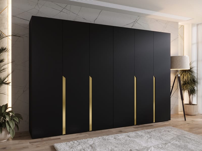 Milias Garderob 300x202 cm - svart, guld - Förvaring - Klädförvaring - Garderob & garderobssystem - Klädskåp & fristående garderob