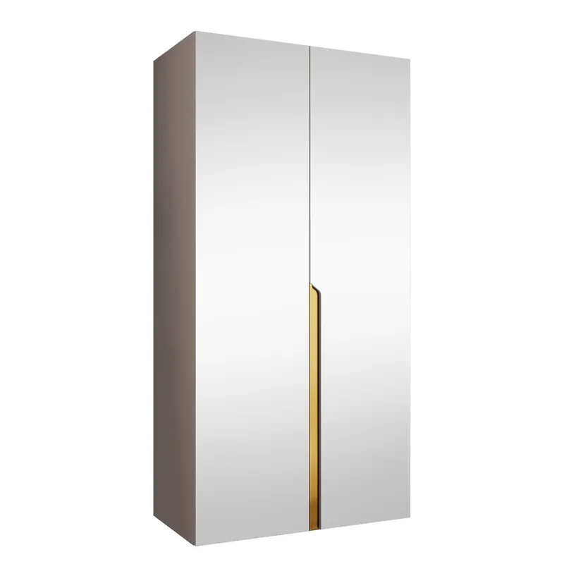 Milias Garderob med spegel 100x202 cm - beige / guld - Förvaring - Klädförvaring - Garderob & garderobssystem