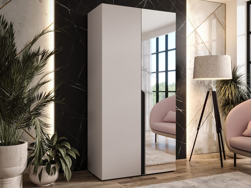Milias Garderob med spegel 100x202 cm - beige - Förvaring - Klädförvaring - Garderob & garderobssystem