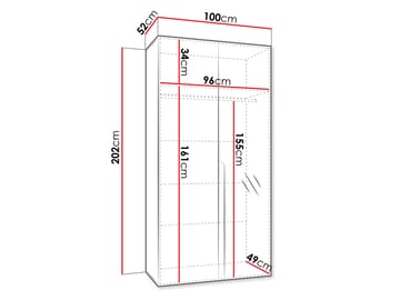 Milias Garderob med spegel 100x202 cm - Brun/svart - Förvaring - Klädförvaring - Garderob & garderobssystem