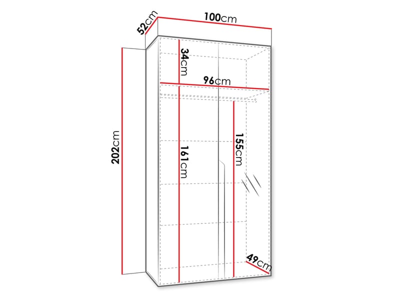 Milias Garderob med spegel 100x202 cm - Brun/svart - Förvaring - Klädförvaring - Garderob & garderobssystem