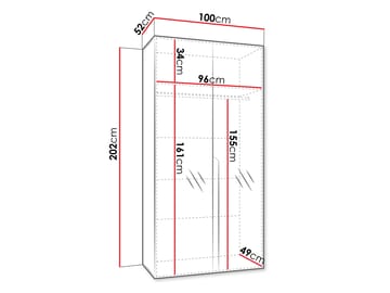 Milias Garderob med spegel 100x202 cm - Brun/svart - Förvaring - Klädförvaring - Garderob & garderobssystem