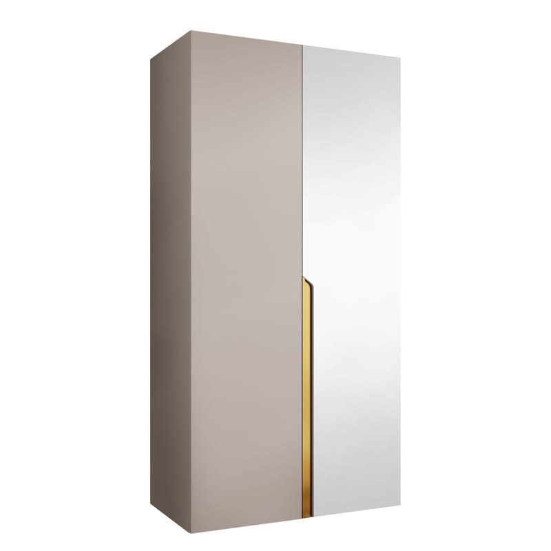 Milias Garderob med spegel 100x202 cm - Guld, beige - Förvaring - Klädförvaring - Garderob & garderobssystem