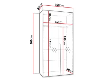 Milias Garderob med spegel 100x202 cm - svart/guld - Förvaring - Klädförvaring - Garderob & garderobssystem