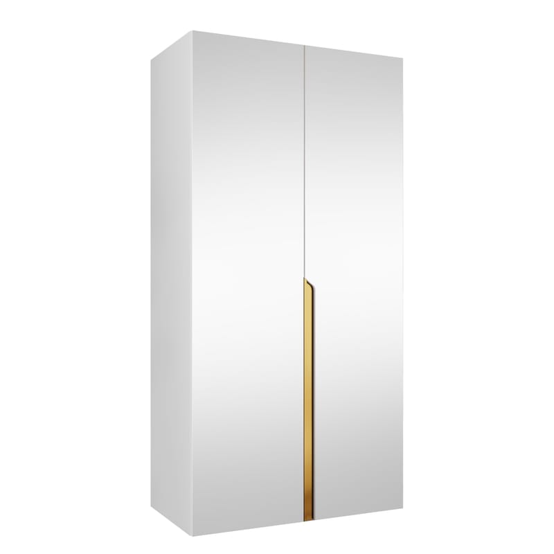 Milias Garderob med spegel 100x202 cm - vit / guld - Förvaring - Klädförvaring - Garderob & garderobssystem