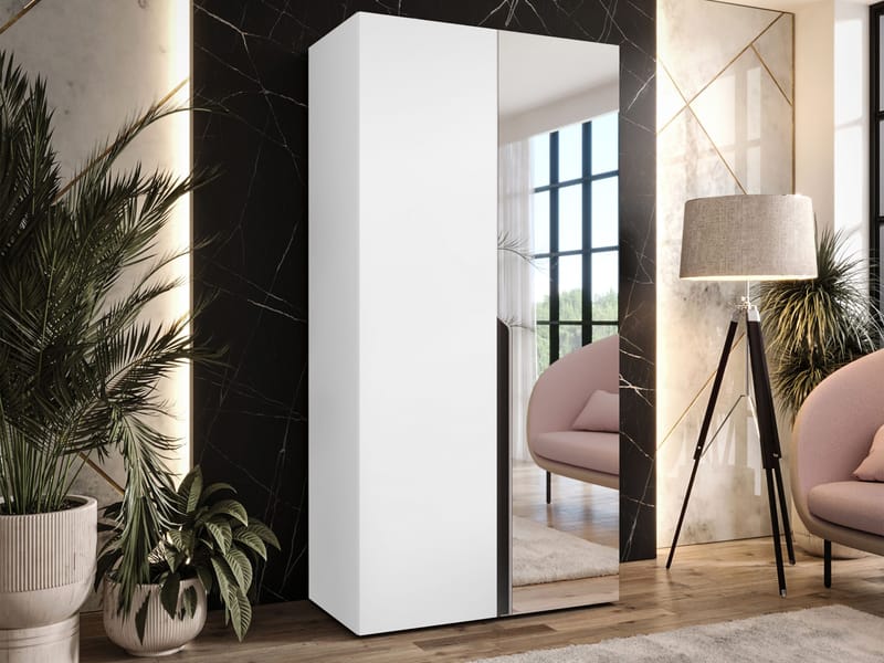 Milias Garderob med spegel 100x202 cm - vit - Förvaring - Klädförvaring - Garderob & garderobssystem
