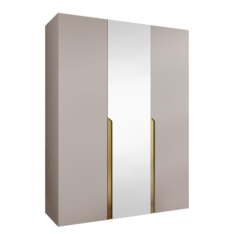 Milias Garderob med spegel 150x202 cm, Guld, beige