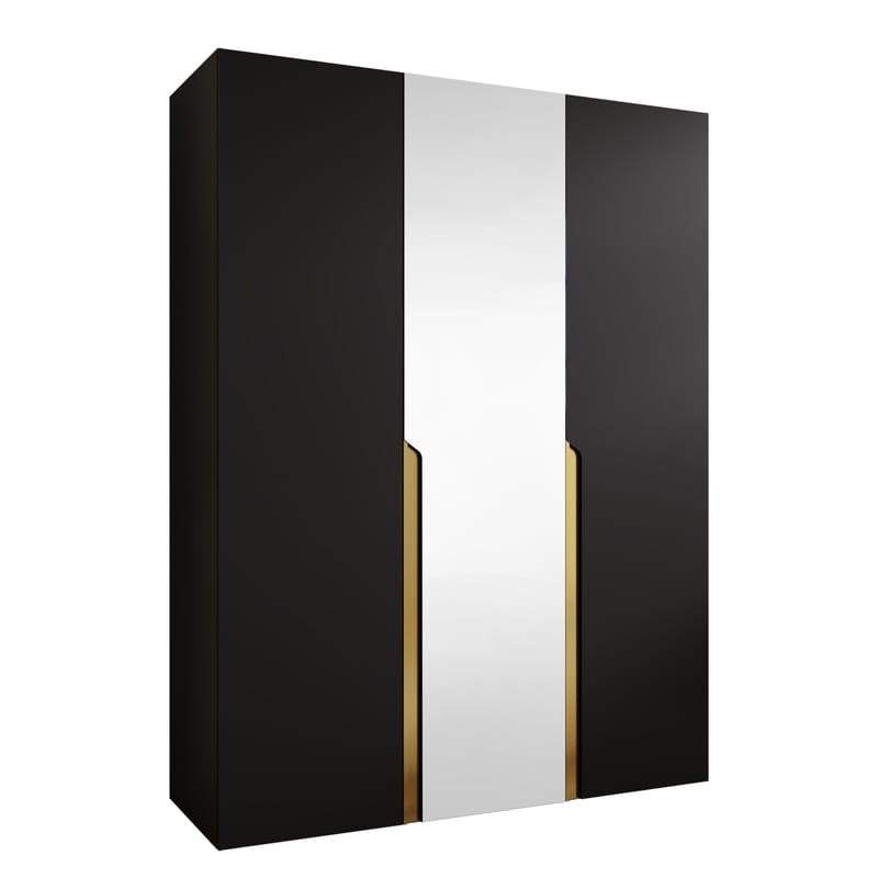 Milias Garderob med spegel 150x202 cm, Guld, svart