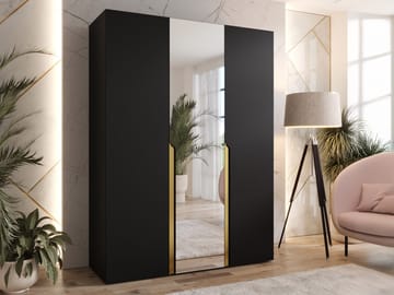 Milias Garderob med spegel 150x202 cm - Guld/svart - Förvaring - Klädförvaring - Garderob & garderobssystem
