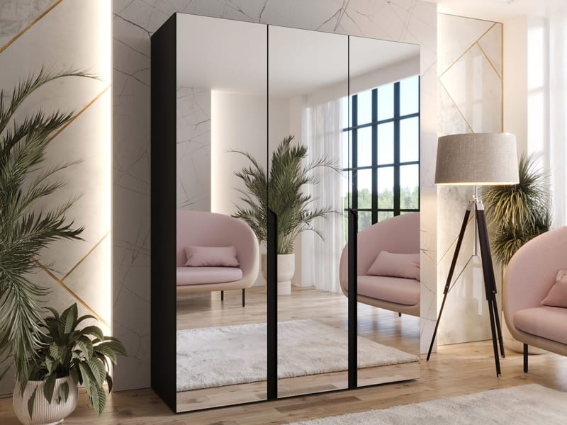 Milias Garderob med spegel 150x202 cm - svart - Förvaring - Klädförvaring - Garderob & garderobssystem